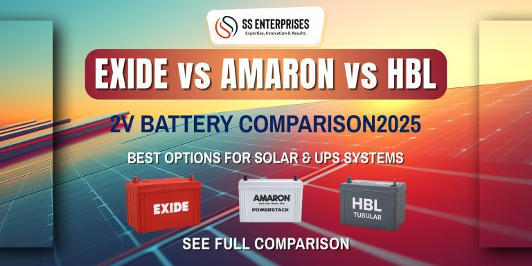 Exide vs Amaron vs HBL 2V Battery Comparison 2025 – Best Options for Solar & UPS Systems