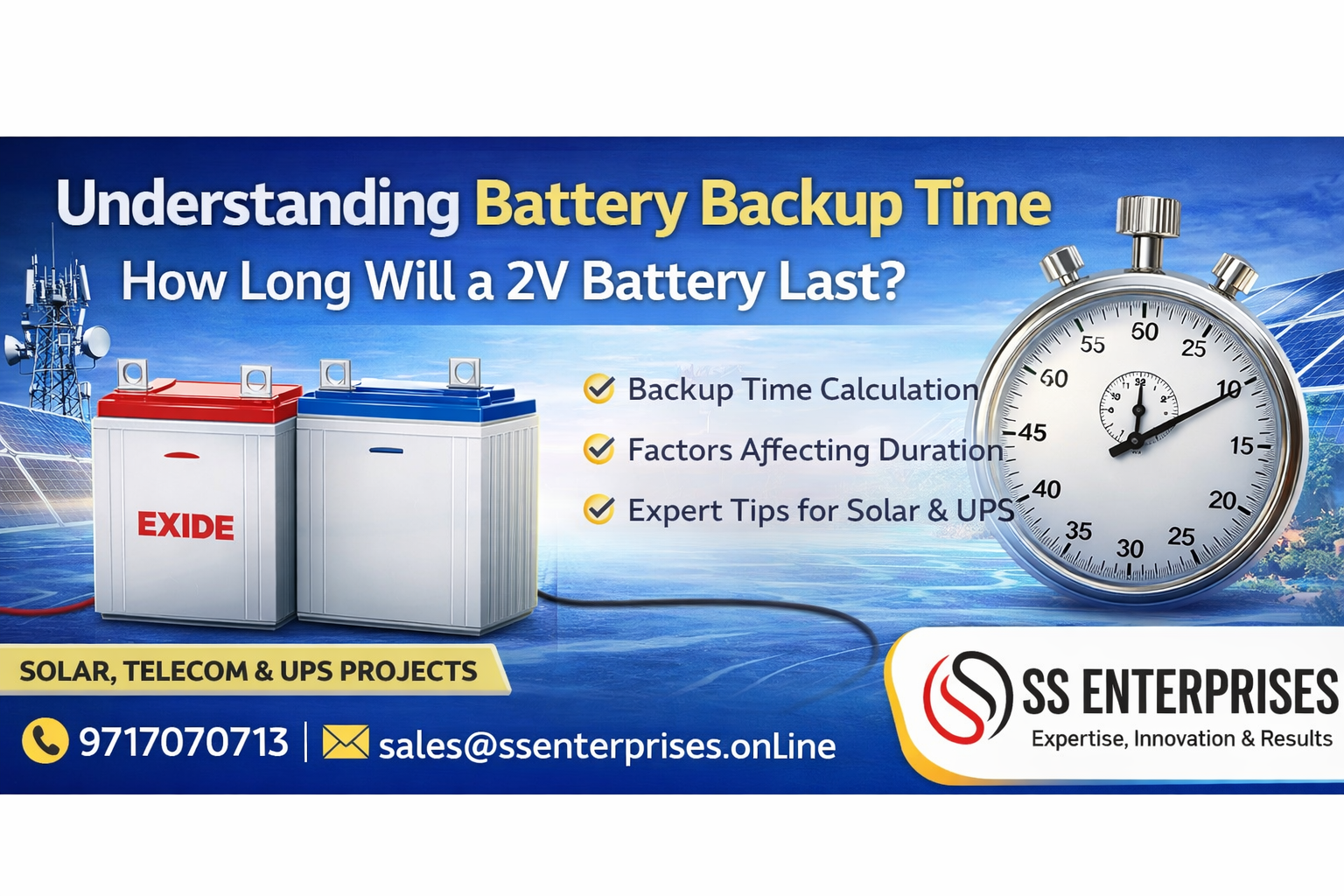 2V battery backup time calculation for solar and UPS systems by SS Enterprises