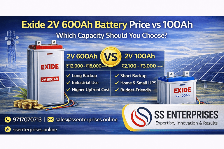 Exide 2V 600Ah battery vs Exide 2V 100Ah battery comparison by SS Enterprises