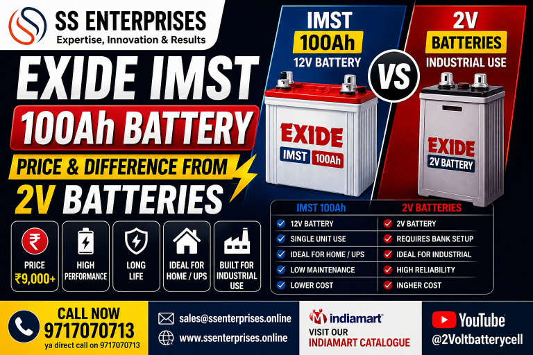 Exide IMST 100Ah battery vs 2V battery comparison SS Enterprises